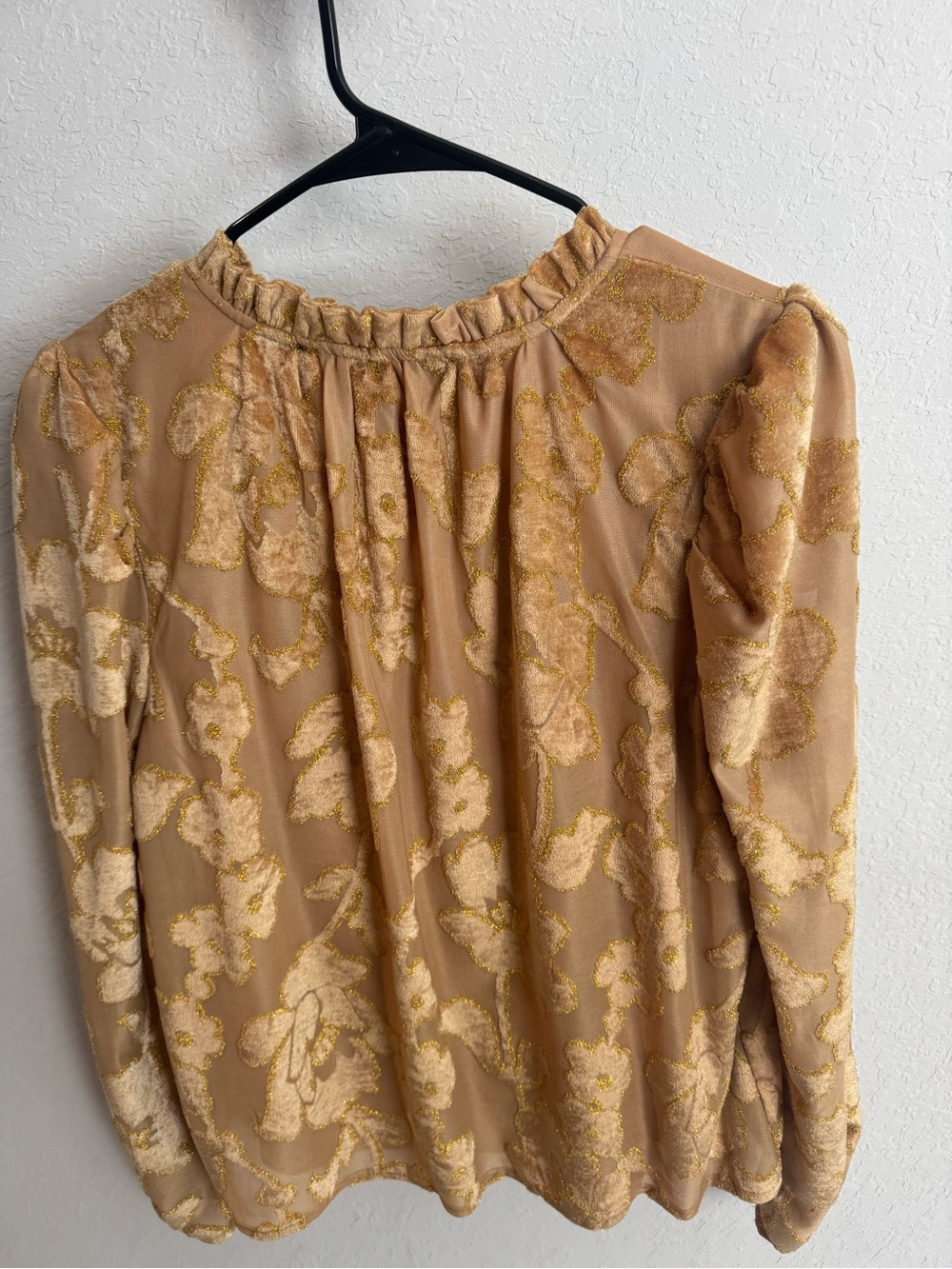 Marc New York Gold-Tone Floral Velvet Peasant Blouse - Picture 2 of 3